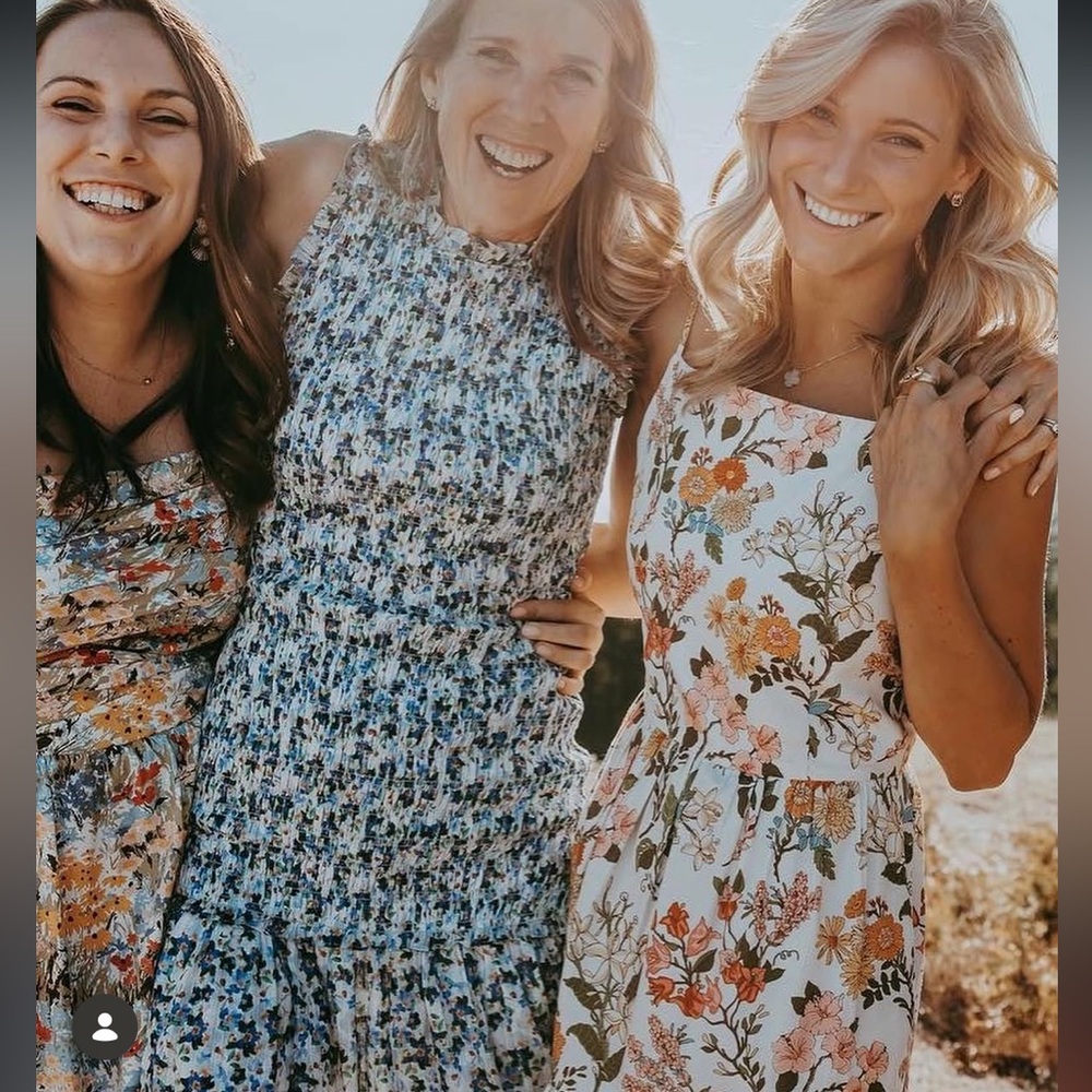 Elegant Floral Maxi Dress in Blue and White